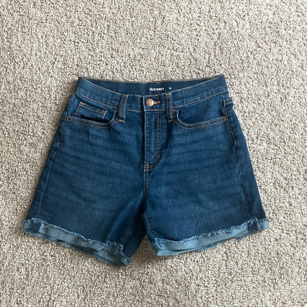 Old Navy Blue Jean Shorts High-Waisted Cuffed